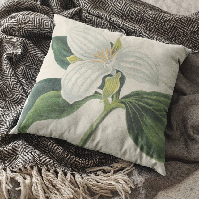 Large Flowered Trillium Throw Pillow (Creator Uploaded)
