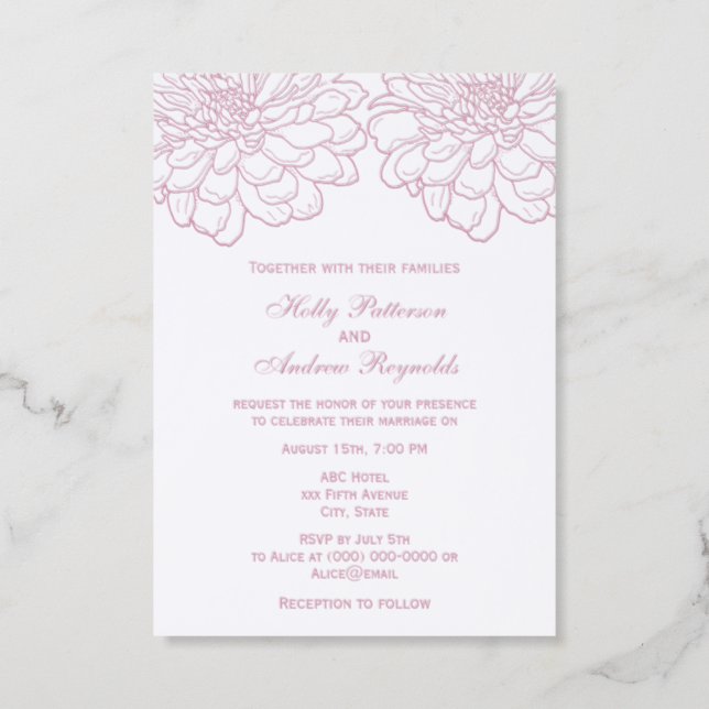 Large Flowers #1 Wedding Couple Letterpress Photo Cards (Front)