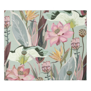 Large Flowers Vintage Floral Illustration Duvet Cover