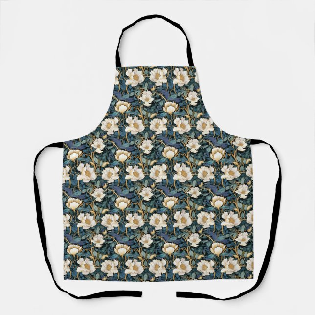 Large Flowers William Morris Inspired All-Over Apron (Front)