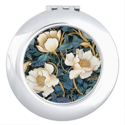 Large Flowers William Morris Inspired   Compact Mirror