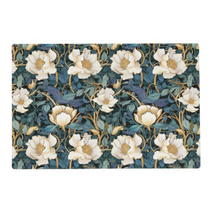 Large Flowers William Morris Inspired Laminated Placemat