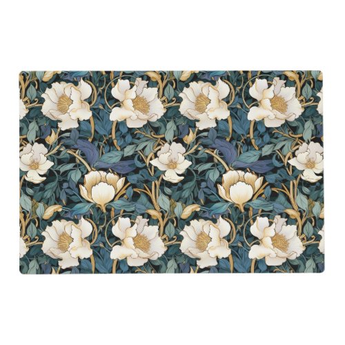 Large Flowers William Morris Inspired Laminated   Placemat