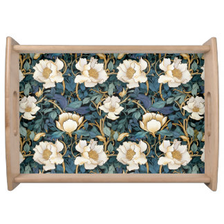 Large Flowers William Morris Inspired   Serving Tray