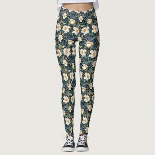 Large Flowers William Morris Womens  Leggings 