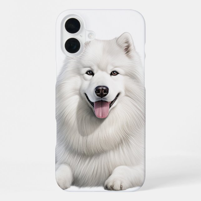 LARGE FLUFFY WHITE SAMOYED DOG IPHONE CASE (Back)