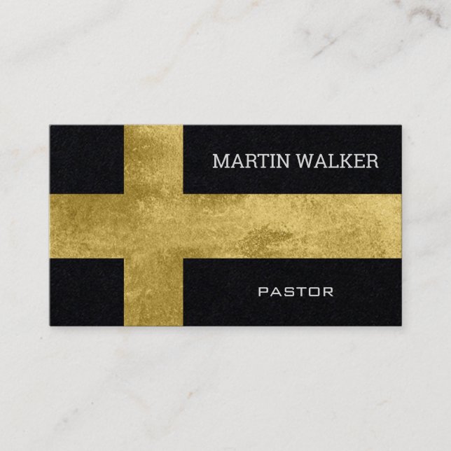 Large Foil Gold Cross Religious Business Card (Front)