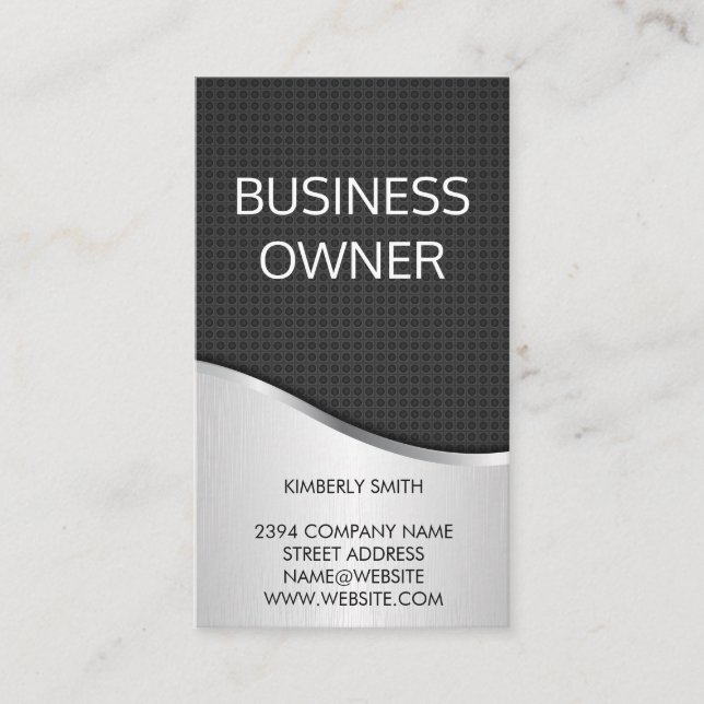 Large Font Metallic and Black Carbon Fiber Business Card (Front)