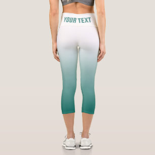 Large Font Text Or Name Teal Womens Template Capri Leggings