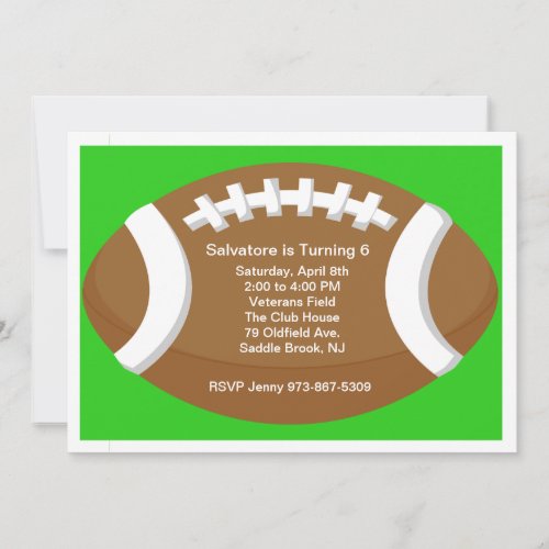 Large Football Kids Birthday Invitation