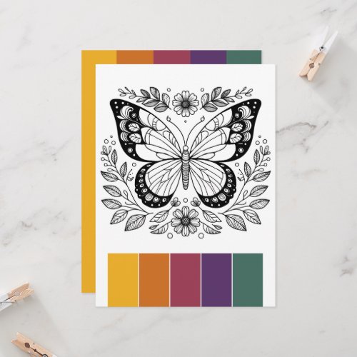 Large Format Butterfly Coloring Cards Art Therapy