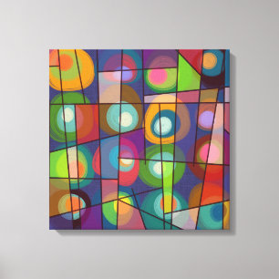 Large Format Mid Century Style Painted Circles Canvas Print