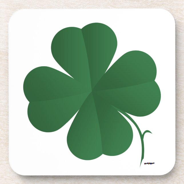 Large Four Leaf Clover Beverage Coaster (Front)