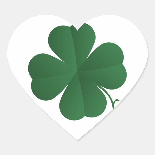 Large Four Leaf Clover Heart Sticker (Front)