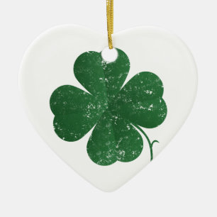 Large Four Leaf Clover - vintage style Ceramic Ornament