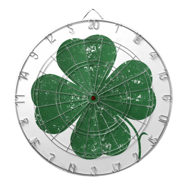 Large Four Leaf Clover - vintage style Dart Board (Front)