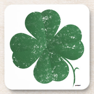 Large Four Leaf Clover - vintage style Drink Coaster
