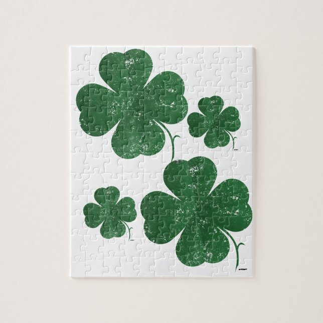 Large Four Leaf Clover - vintage style Jigsaw Puzzle (Vertical)