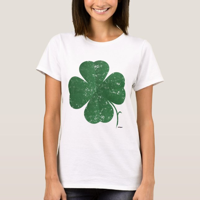 Large Four Leaf Clover - vintage style T-Shirt (Front)