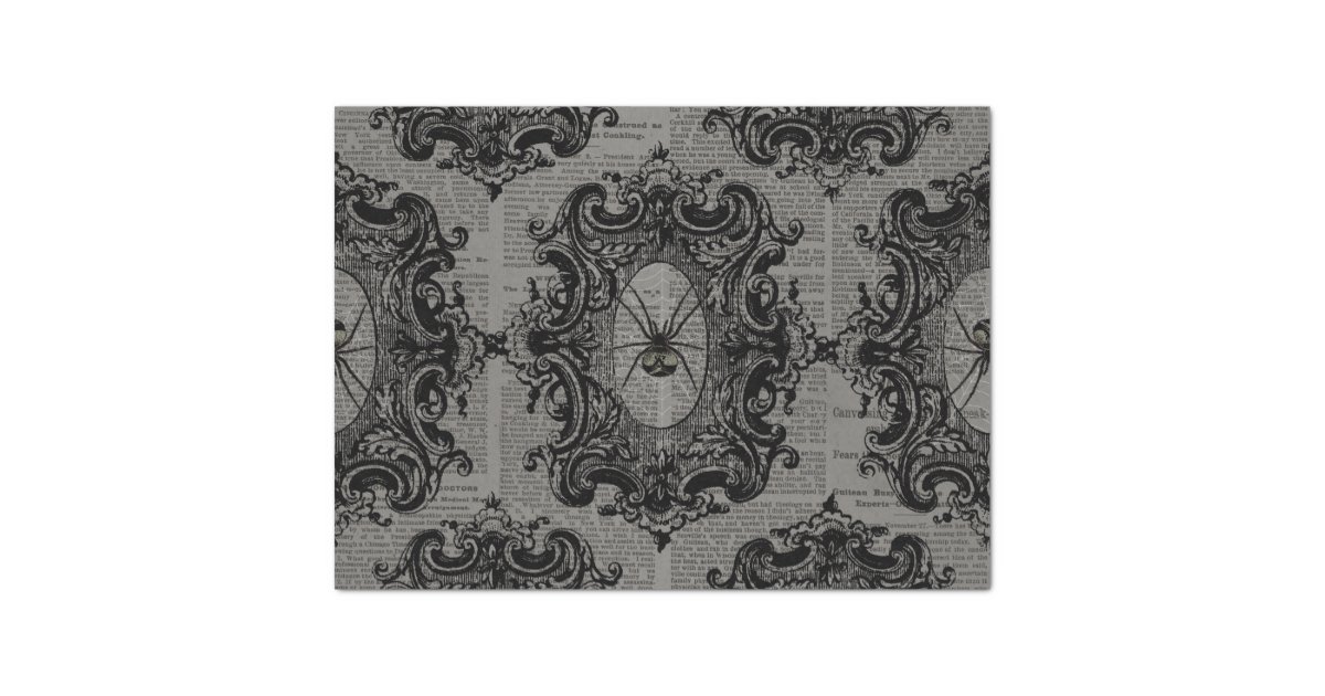Large Framed Spider on Dark Grey Decoupage Tissue Paper Zazzle
