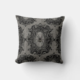 Large Framed Spider on Dark Grey Throw Pillow