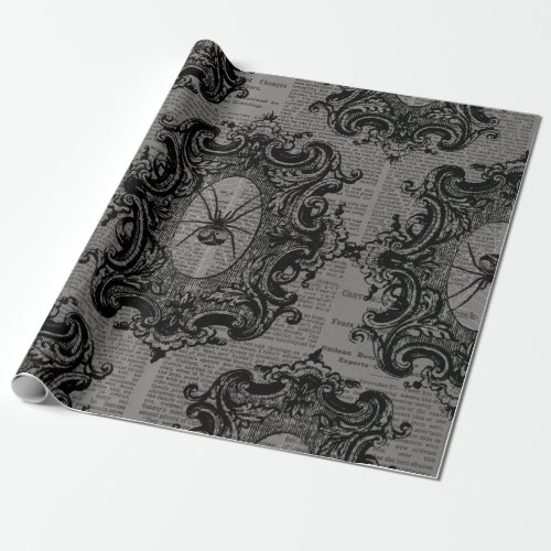 Large Framed Spider on Dark Grey Wrapping Paper