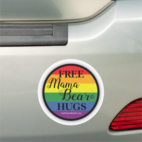 Large Free Hugs Round Car Magnet