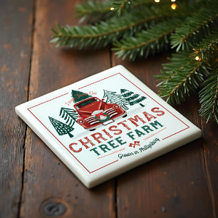 Large Fresh Christmas Tree Farm Vintage Truck Magnet