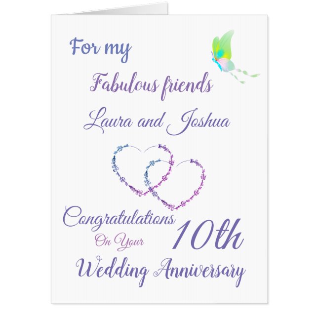 Large Friends 10th Anniversary greeting Card (Front)