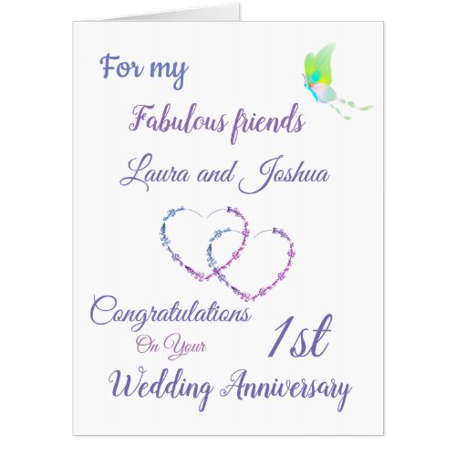 Large Friends 1st Anniversary design greeting Card