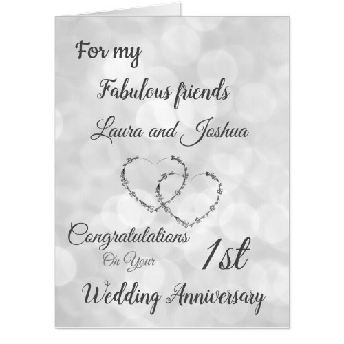 Large Friends 1st Anniversary design greeting Card