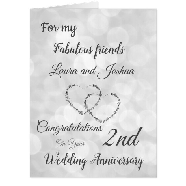Large Friends 2nd Anniversary design greeting Card (Front)