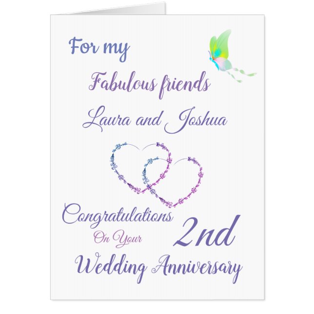 Large Friends 2nd Anniversary design greeting Card (Front)
