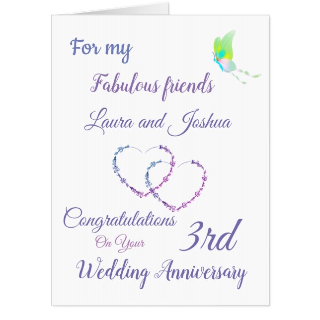 Large Friends 3rd Anniversary design greeting Card (Front)