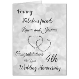 Large Friends 4th Anniversary design greeting Card