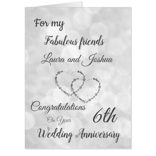 Large Friends 6th Anniversary design greeting Card