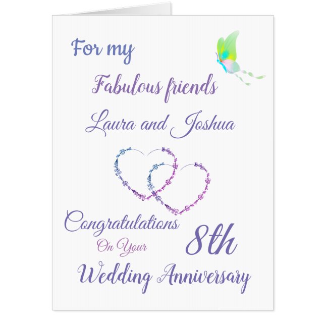 Large Friends 8th Anniversary design greeting Card (Front)