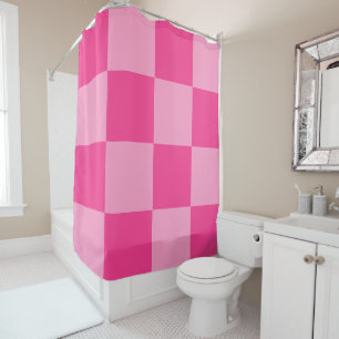 Large Fuchsia Pink Checkers Shower Curtain