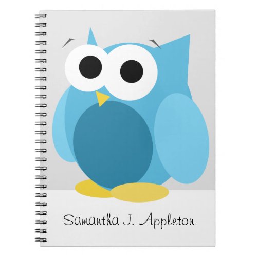 Large Funny Blue Owl 65 x 875 Spiral Notebook