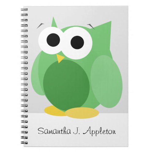 Large Funny Green Owl 65 x 875 Spiral Notebook