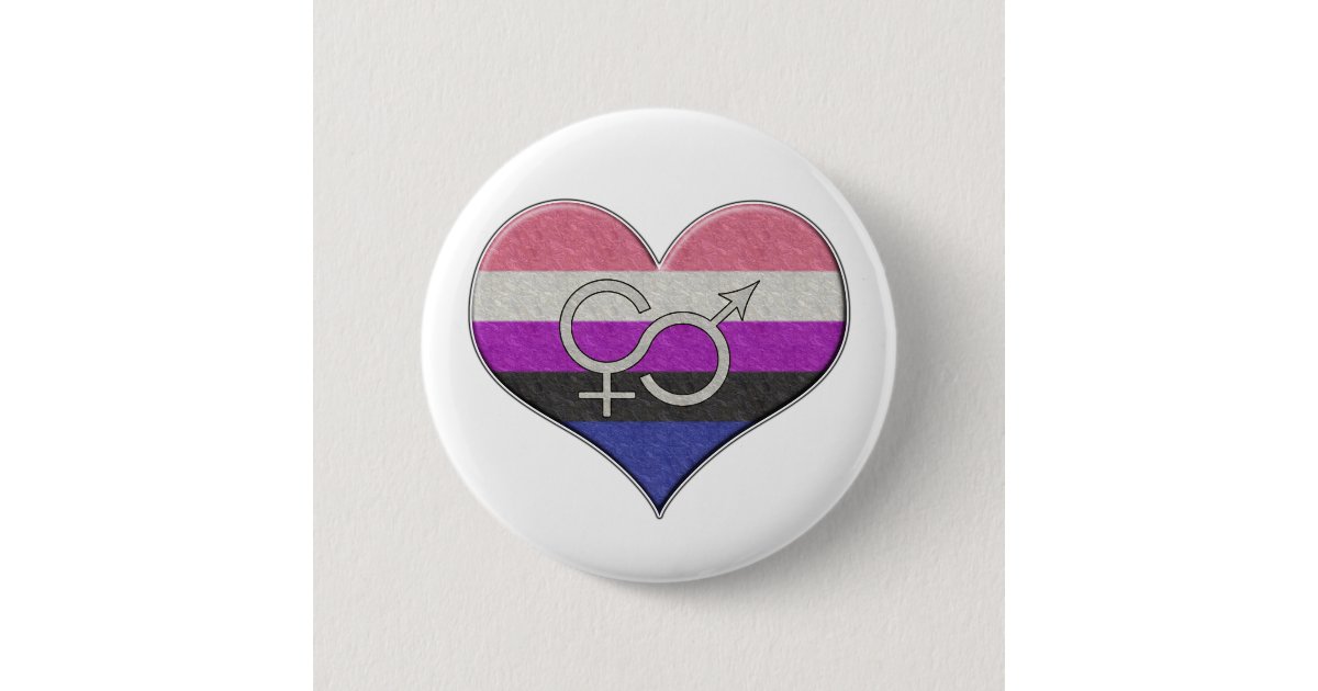 Large Gender Fluid Pride Flag Colored Heart Pinback Button | Zazzle
