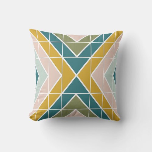 Large Geometric Pattern in Pastel Earth Tones Throw Pillow
