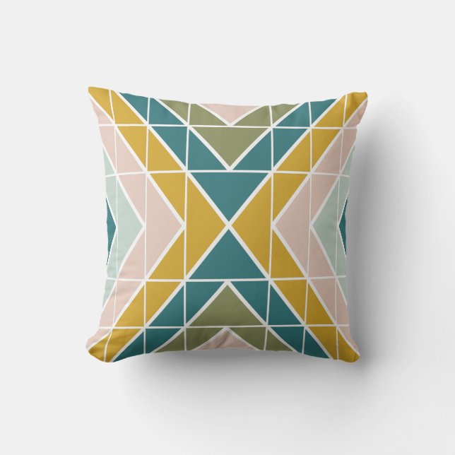 Large Geometric Pattern in Pastel Earth Tones Throw Pillow (Front)