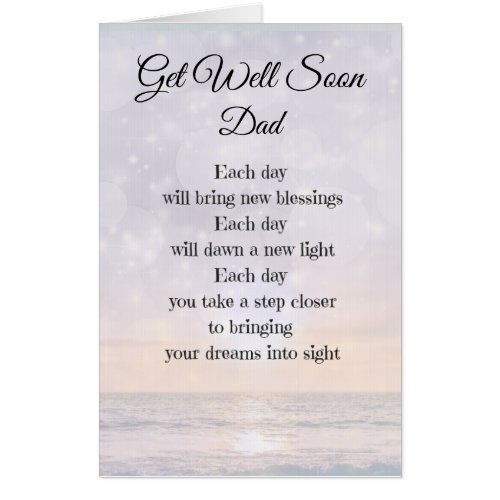 Large Get Well Soon Dad Poem Art design Card