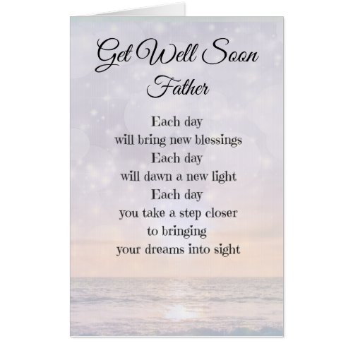 Large Get Well Soon Father Poem Art design Card