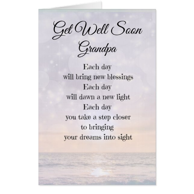 Large Get Well Soon Grandpa Poem Art design Card (Front)