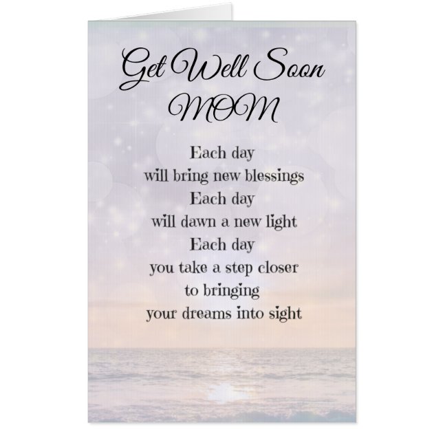 Large Get Well Soon Mom Poem Art design Card (Front)