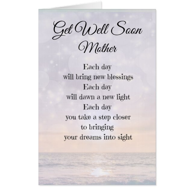 Large Get Well Soon Mother Poem Art design Card (Front)