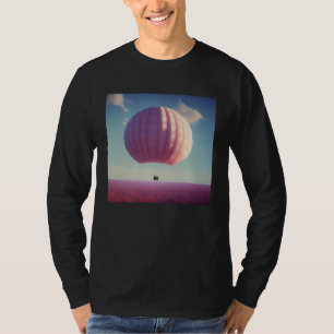 Large Giant Pink Hot Air Balloon Travel World Blue T-Shirt