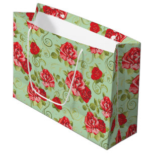 Large Gift Bag-Red Roses Print Bag